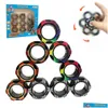 Dekompression leksak finger magnet ring fidget leksaker colorf ringar bra för träning lindrar reducerande autism ångest dhmlo
