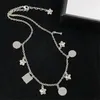 Vita inslagna stjärnor hänge halsband kvinnor bokstäver diamant halsband dam justerbar sliv eleganta smycken