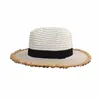Geniş Memlu Şapkalar 2022 Yeni Kadınlar Doğal Geniş Brim Burr Rafia Hasır Şapkalar Saçak Kadınlar Düz Büyük Plaj Yaz Kavanları Büyük Saman Kap Chapeau G230227