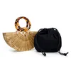 Bolsos de bambú Vintga para mujer, bolsos de paja de verano, bolsos de playa de madera, bolsos con asa de cesta