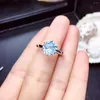 Anneaux de mariage 2023 Est Unique Feux d'artifice éblouissants Coupé Véritable Bague topaze bleu ciel naturel pour femmes cadeau romantique accessoires de bijoux fins