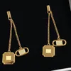 Box Ear Stud Square Oval Double Dangle Charm för Women Part Hollow genious örhänge LITA FACE Trevliga smycken