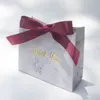 Groothandel marmeren geschenkverpakkingsdoos Papieren chocoladeverpakkingen Grijze marmeren snoepzak met lint Bruiloft Baby Bedankt Feestartikelen Caja De Regalo De Marmol