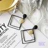 Black Hanging Long Earrings for Women Triangle Square Statement Drop Earrings boucle oreille femme Fashion Jewelry