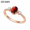 Cluster Rings Gem's Beauty 14k Yellow Gold Fyle For Women Fine SMEEXKE 925 Sterling Silver Luxury Oval Cut Garnet Solitaire