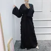 Ropa étnica Eid Mubarak Musulmán Ramadán Vestido largo para mujeres Medio Oriente Dubai Árabe Islam Femme Robe Moda Sólido Suelto Kaftans
