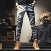 Men's Jeans Spring Autumn Denim Pants Men 2000s Clothes Korean Style Polished Fashion Cargo Stretch Slim Patchwork Casual Trousers 230227