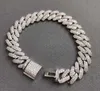 Joyería de diseño Cadenas de Hip Hop con diamantes de moissanita helado de 14 mm Plata 925 / Ajuste de punta de oro de 18 quilates Pulsera de cadena cubana de Miami para hombres