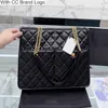 CC Brand Shopping Bags Vintage French Designer Jumbo Shopping Bags Black Genuine Leather Diamond Pattern Totes Luxury Handbags Lager Capacity Multi Pochette Dou