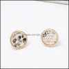 Stud Mini Natural Stone Earrings Round Leopard Print Woven Studs For Women Jewelry Gift High Quality Drop Delivery Dhoyx