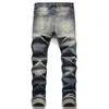 Jeans da uomo Pantaloni da uomo in denim con patchwork con foro strappato slim fit Homme Biker hip-hop distrutto streetwear Pantaloni punk di design in difficoltà 230227