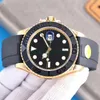 Luxury mens watch automatic movement mechanical watch black dial two-way rotation outer ring waterproof rubber strap mens watch can add sapphire glass