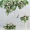 Dekorativa blommor Luxury Sen Series Flower Row Wedding Backdrop Wall Decor Green Plant Leaf White Rose Floral Ball Party Scen Golv