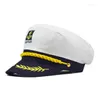 Bérets insigne brodé casquette marine Style européen américain blanc plat fête militaire marin jeu de rôle Cadet chapeau Cosplay accessoire