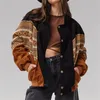 Women's Wool Blends Women's Wool Blends 2023 Autumn Winter Coat Women Down Jacket National Style Coats Street Short Print Warm Leopard Chic Patchwork Padded 230227