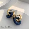 Multicolor Natural Stone Round Gold Color Hoop örhängen för kvinnliga smycken Boho Opal Rostfritt stål Hoops Earring Gifts