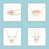 Pendant Necklaces Rec Rose Pink Quartz Necklace Crystal Stone Polishing Metal Druzy Exquisite Handmade Drop Delivery Jewelry Pendants Dhsw1