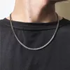 Choker Hip Hop 50/55/60cm Classic Box Chain Men halsbandsbredd 3mm rostfritt stål Figaro kuban för kvinnliga smycken