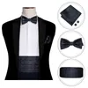 Neck Ties Silk Men Cummerbund Black Paisley Bow Tie Silk Floral Bowtie cket Square Cufflinks Set Cummerbund For Men Tuxedo Suit BarryWang J230227