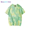 T-shirts pour hommes Tie Dyed Coloré Harajuku Street Fashion Court Seved T-shirt Hommes Femmes Unisexe Été Coton Oversize Tees Casual Daily Wear 0228H23
