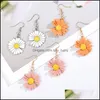 Charm Daisy Flower oorbellen Bright Colorf Painting Cabochon Bengelen voor vrouwen sieraden goud kleur groothandel drop levering dhabg