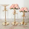 Gold Crystal Candle Holder Wedding Decoration Table Centerpieces Candelabra Birthday Party Flower Vase Holder Home Decor