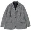 Herrdräkter blazers höst koreansk stil unik dubbelsidesöm design kostym människa löst houndstooth pläd för MXL 230227