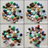 Pierre 8Mm Assortiment De Base Plate Naturelle Ronde Cabochon Vert Rose Cystal Perles En Vrac Pour Collier Boucles D'oreilles Bijoux Vêtements Accessoires Dhqar