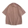 Men's Casual Shirts Dark Floral Pin Striped Shirts Men Summer Button Up Loose Shirts Man Cotton Shirts Z0224