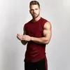 T-shirts pour hommes été coton gilet survêtement Muscle Gym entraînement Sportswear large épaule couleur unie haut de sport 230227