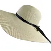 Wide Brim Hats Summer Large Brim Straw Hat Floppy Wide Brim Sun Cap Bowknot Beach Foldable Hats New Hats For Women G230227