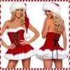 Robes Décontractées Femmes Costumes De Noël Costume Xmas Party Sexy Robe De Velours Rouge Cosplay Costume De Père Noël Outfit S-XL