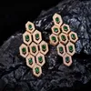 Dangle Earrings 2023 Winter Fashion Shield Cut Diamond For Women Luxury S925 Sterling Silver 2 Carat Square Green Red Earring