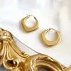 Stud Trendy Tarnish Free 18K Gold Plated Hollow Oval Square Geometric Bold Orecchini a cerchio in acciaio inossidabile per le donne 230228