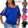 Women's Blouses Women's Sexy Round Neck Shoulder Leakage Iron Ring Short Sleeve T-Shirt Top Women Casual Blouse Tops