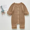 Combinaisons 0-3y Baby Baber Tricoted Born Girls Boys Baran Tost Turning Automne Solid Toddler Children Genys Vêtements Long Sleeve 230228