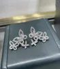 Stud Earrings Fashion Women's Three Butterfly Pear Zircon Earring 925 Sterling Silver Crystal Animal Wedding Party Jewelry