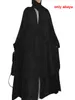 Etnik Giyim Abaya Dubai Müslüman Kadınlar Elbise Türkiye Üçlü Şifon İslam Robe Arap Longue Musulman Abayas Elbiseler Kaftan Niqab Vestidos 230227