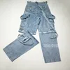 Jeans masculino Firmranch de uso duplo Raver vários bolsos com cadarço para homens e mulheres grandes calças jeans folgadas de alta qualidade 230225