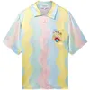 Casablanca Hawaii beach shirt Men and Women Fashion Premium Textured Cream Neon Rainbow Dream Silk Hawaiian Short Sleeved Shirt