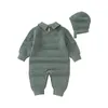 Tute Pagliaccetti per neonati Abbigliamento invernale Manica lunga lavorata a maglia Born Boy Girl Tute in cotone Cappelli Set Autunno 0-18 mesi Abiti per neonati 230228