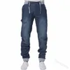 Jeans masculinos plus size masculino de cordão média da cintura Srping Autumn Fashion Loose and Casual Small Feet Tether Pocket Drak22