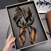 Kvinnor 100 Silk Scarf Paisley Square Neckerchief Cravat Shawl Wraps Brown 68cm*68 cm
