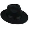 Breda randen hattar unisex män kvinnliga hattar kepsar panama fedora trilby rak brett grim hård filt g230227