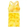 Active Set Woman Seamless Yoga Set Tie Dye Sports Sexig BRA Hög midja Höftlyft Leng Gym Running Workout Sport Sport Suit