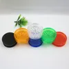 60mm Muti Color Tobacco Kvarare Rök AccessRoy Plastkross Herb Grinder 4 Lager CNC Tänder Filter Net Dry Herb Förångare Pen Display Box