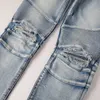 Große Größe 40 Slim Cut Biker Denim Jeans Herren Elastic Ripped Washed341V