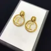 Créateurs de mode 925 boucles d'oreilles pour femmes boucles d'oreilles en argent plaqué cristal 18 carats bijoux pour fête de luxe ont une boucle d'oreille à la mode petite lettre en or