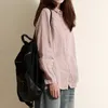 Women's Blouses Shirts Spring Autumn Fashion Solid Cotton Linen Casual Shirt Women Polo-neck Elegant Button Up Blouse Oversized Top Cardigan Blusa 230228