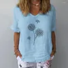 Kvinnors blusar linne bomullsblommigt tryck elegant kvinnor skjorta sommar v hals kort ärm blusa kvinnliga casual plusstorlek damer pullover toppar